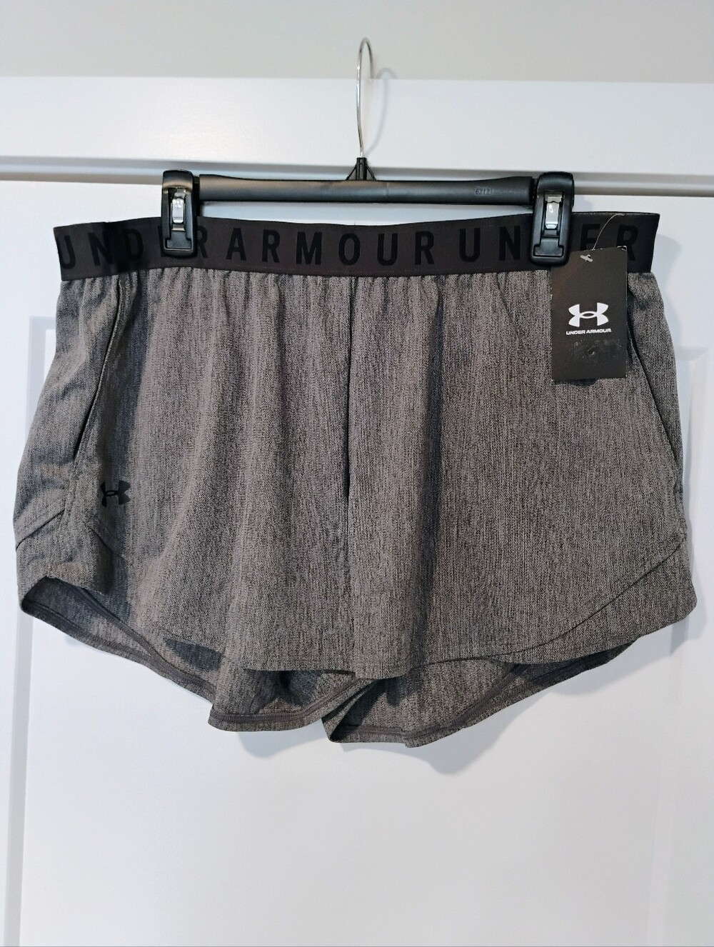 NWT XL Under Armour UA Tech Play Up Twist 3" Gray Active Gym Workout Shorts NEW